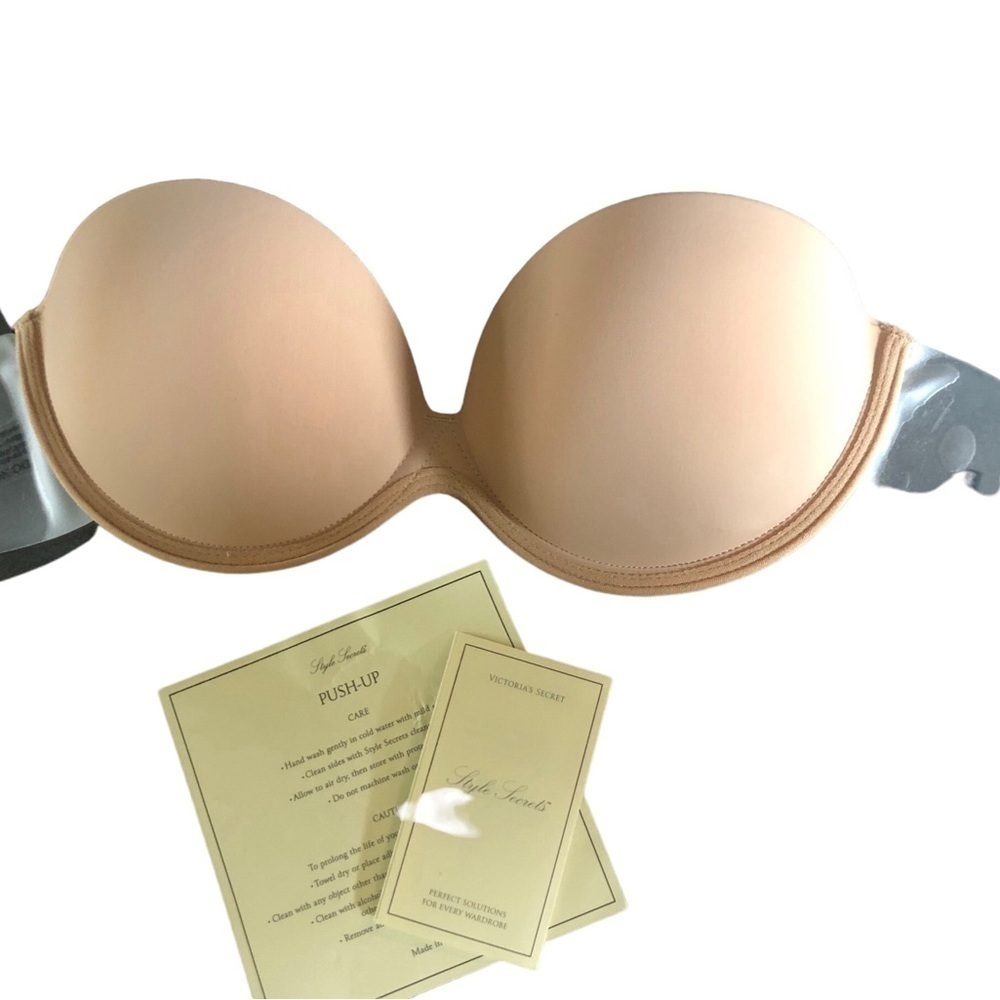 Victoria’s Secret Style Secrets Push Up Bra Size B Nude Underwire Adhesive Side View 2